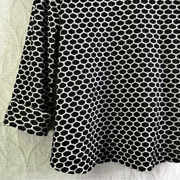 Joseph Ribkoff Swing Jacket Womens 6 Asymmetric Geometric Black White Textured - Picture 14 of 16